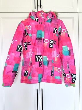 Roxy Girls Pink Hooded Ski Snow Jacket